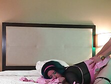 Hot TS in Chastity Fucked Doggystyle