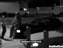 Cock whore sucks off security attendant