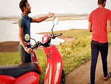 A College Boy Was Returning Form School In The Evening When His Electric Scooter Stopped.  The Mechanic Sugarcane Field Fuck