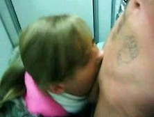 Amateur Blonde Deepthroat In Public Toilet