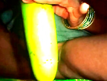 Village Housewife Veenax82 Got Fucked With Gourd Alone At Home