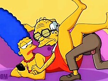 Married Housewife Cheats on Her Cuckold Spouse on a Pink Daybed.  Toon Parody Simpsons.  Manga