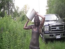 Sexy Blond Girl In Mud