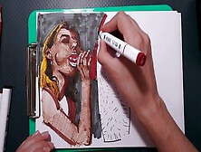 Skillful Artist Creates Arousing Masterpiece - Blonde Bombshell Gives Mind-Blowing Blowjob