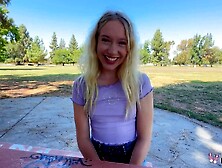 Real Teens - Blonde Teenie Kallie Taylor Flashing And Swallowing In Public For Her First Casting