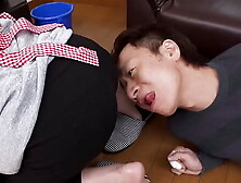 Appearance: Riri Shiraki,  Pita Bread Gorgeous Large Rear-end Housekeeper's Year-end Cleaning two one