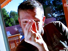 FFM outdoors anal 3some with 2 dark haired french Babes