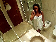 Spanish Brunette Amateur Gets Rammed In The Bathroom So Well