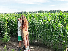 Stepbrother fucks stepsister hard in cornfield public sex with big natural tits