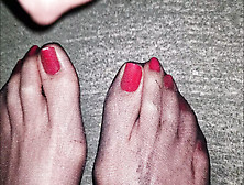 Sperm On Nylon Red Toenails...