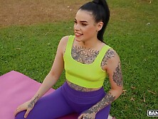 BANGBROS - Saba Lapiedra Opens Her Mouth To Receive A Cumshot After A Public Anal Fuck