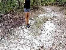 Park Trail Mom Flashing Showing Side Boob And Stripping Naked