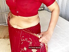 Hiras Fantasy: Wearing Red Saree,  Blue Lingerie... naughty Solo Dressing Show!