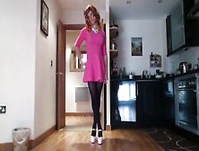 Sissy Rachel Mincing In Pink Skater Suit