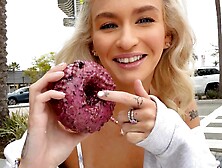 Two cute teens,  Donnie Rock and Emma Rosie,  are fucking outdoors in pov style