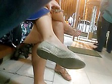 Candid College Girl Feet Dangling In Flats