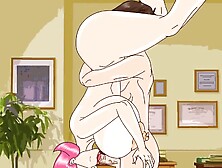 Cartoon sex game featuring white collar nerd fucking busty blonde boss to get the job