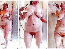 Natural Home-Made Monstrous Titties Curvy Pale Strawberry Blonde MILF taking Shower and having Intense Climax.  REDHEAD ALE