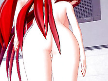 Rias Gremory Puts Her Tongue To Good Use Until She's All Wet And Stick With Cum In A Bukkake Session