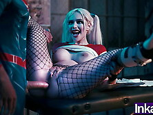 Superman destroys Harley Quinn's anus and gives her an anal creampie.