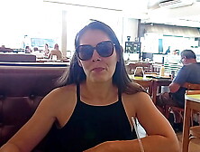 My GF lost a bet and masturbated inside the restaurant and then got naked on the street