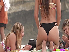 Attractive Enormous Asses Mix Bikini Teens Voyeured At The Beach