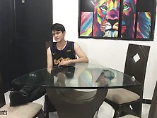 My stepsister turns me on while she's cleaning and I end up fucking her into the dining room