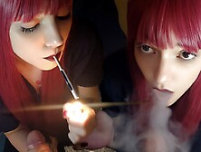 Adorable Alt Girl Blowing Cigarette Smoke On Dick Pov