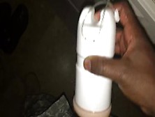 Black Soldier Fucks Fleshlight Toy Vagina And Cums