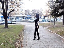 Brunette In Outdoor Public Humiliation