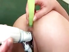 Asian School Babe Gets Twat And Butt Toyed In Classroom