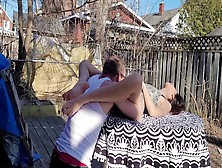 Eating N Fucking My Smoking Neighbour Hard In Backyard Public