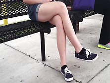 Candid Crossed Legs Bouncing