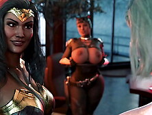 SUPER Threesome - BATGIRL vs WONDERWOMEN vs SUPERGIRL - Exclusive Rough Futanari 3D