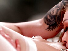 SLAYED Sexy Goddess uses her tongue to relax her GF Amber