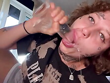 Tatted lady gives rough bj until she cries dildo blow