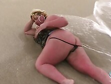 Monica Richard Flashing At The Beach