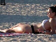 Sexy Girl In Thong At The Beach