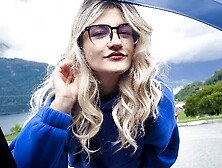 Blonde hitchhiker let him cream-pie her mouth next to the church !!!