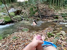 Stepsister Showers In The River,  While Watching Her I Masturbate Until I End Up Fucking Her Delicious Ass