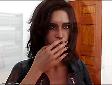 Steamy brunette with a big ass in a game walkthrough