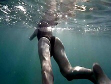 Swimming And Peeping On Acquatica,  Dressed In A African 1-Piece Swimsuit,  Spyng On Legs And Feet