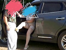 Strict business lady educates the driver for the mess in the car