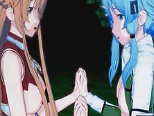 Sword Art Online - Asuna X Sinon 3D Hentai Threesome