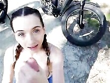 Petite Cyclist Takes Big Dick Tourist On