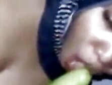 Curvy Chick With Huge Tits Uses Vegetables On Her Wet Pussy