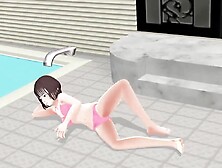 Japanese Animation Girl with Big Tits Shakes Her Pink Bikini for Your viewing Pleasure!