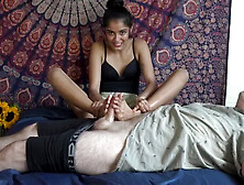 Your Feet Feels Amazing. Footjob Edging with Asian Mask Wearing Masseuse With...