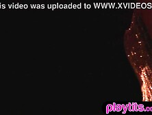 Breasty big beautiful woman older redhead mother I'd like to fuck disrobes stripped in public and exposes her giant bazookas