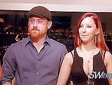 Redhead Couple Arrives For A Meet And Greet At Swingers